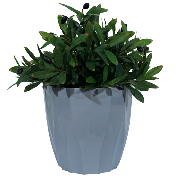Кашпо Флюте 4,5л серый шелк с вставкой