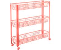 Полка универсальная 3 секции узкая чайная роза на колесах М2718  