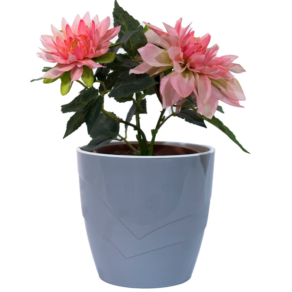 Кашпо Грация 1,2л серый шелк с вставкой /20шт/ДТ