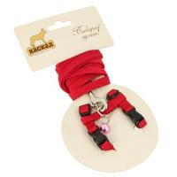 Комплект нейлон д/грыз.(поводок 10мм*120см шлейка с бубенчиком 10мм)красный 01210011-02/Каскад