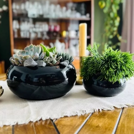 Кашпо Миска Piano d19; h8см черный 073021