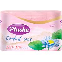 Туалетная бумага 3 слоя "Plushe Comfort care water lily" 4рулонов розовый Аромат/12шт/80286