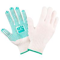 179625 Перчатки хб стандарт с ПВХ протектор 7,5 класс 5 нитей белые М  /10шт/200шт/Ф