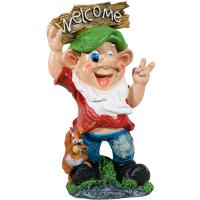 Гном с табличкой Welcom и белкой 42х25х17см 16794