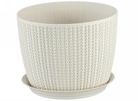 Кашпо ВЯЗАНИЕ 2,8л белый ротанг М3121