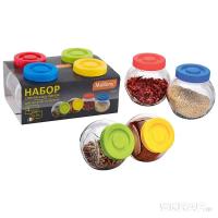 Набор стекл. банок для сыпучих VASO 0,15л*4шт с пластиковыми крышками