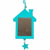 Игрушка д/птиц Избушка с пластиковым подвесом 50*70мм бирюзовое/Дарэлл