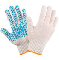 178808 Перчатки хб средние с ПВХ протектор 7,5 класс 4 нити белые М /10шт/300шт/Ф