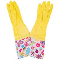 Перчатки хозяйственные латексные опудренные L удлиненный манжет с рис. желтый 87692 /12шт/