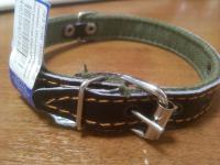 Ошейник кожа+брезент 20мм 2-х слойный Н/У 40-42см/40656