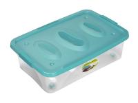 Ящик универс. Астело 28л 60*40*18см на колесиках бирюзовый С664 /5шт/Мартика