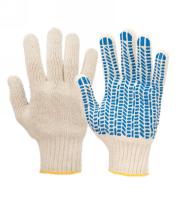 11903 Перчатки хб стандарт с ПВХ протектор 10 класс 6 нитей белые L  /10шт/250шт Ф