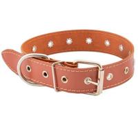 Ошейник кожа 25мм ЧИП натурал кожа простроч.до 45см коричневый/51025кор/Дарэлл