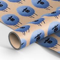 Упаковочная бумага 70*100см "Овечка" 70г/м2 крафт ассорти