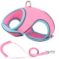 Шлейка-жилетка + поводок мягкая L 36-45см розовый