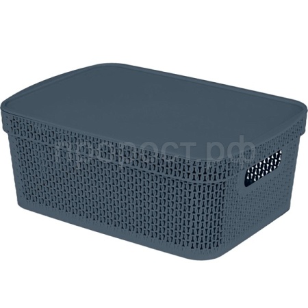 Корзина д/хранения Ajur 11л c крышкой прямоуг. космический серый KL4115 /14шт/ПР