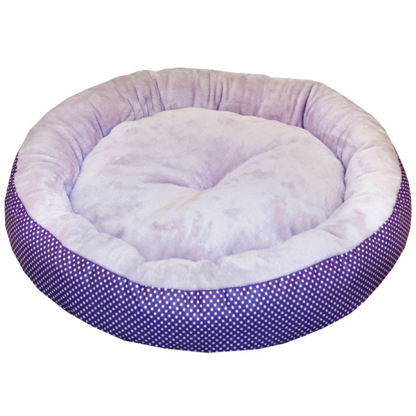 Лежанка ватрушка плюш фиолетовый горох 70*17см/DONBARON