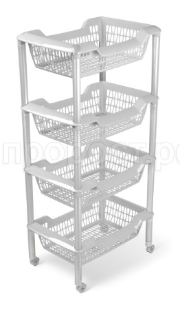 Этажерка универсальная Джета 4 корзины светло-серый на колесиках С736 /4шт/ Мартика