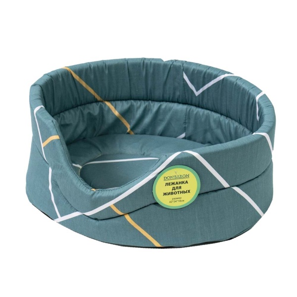 Лежанка овальная стеганая поролоновая хлопок Геометрия МИКС 52*46*20см/DONBARON
