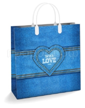 Пакет подарочный 30*30 Деним мягкий пластик 