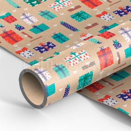 Упаковочная бумага 70*100см "Favorite gifts" 70г/м2 крафт MESHU /Рельеф