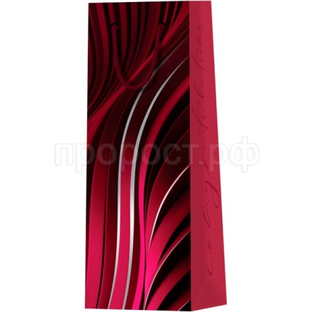 Пакет подарочный 12*36*8,5см "Vinous" матовое ламинирование под бутылкуMESHU/MS_61733/Рельеф