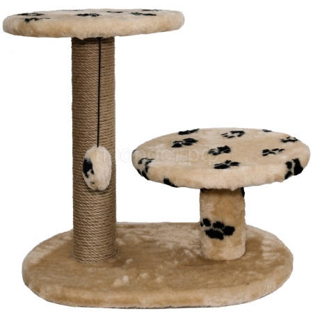 Когтеточка с двумя полками круг джут беж с игрушкой 37*57*55см/DONBARON