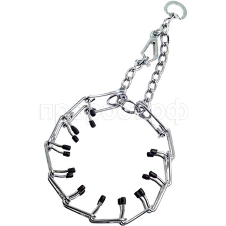 Ошейник строгий быстросъемный с резиновыми наконечниками хром 3мм*55см/26455302/Каскад