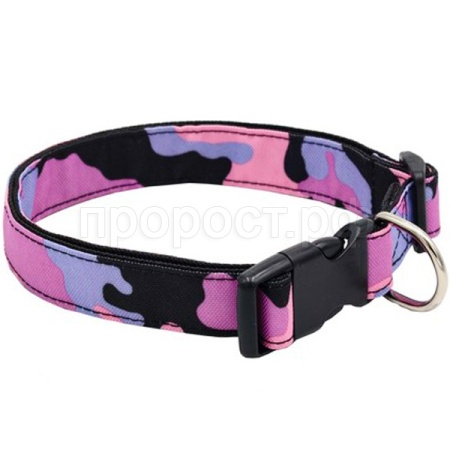 Ошейник 25мм принтованый 40-45см розовый/13012555-12/Каскад
