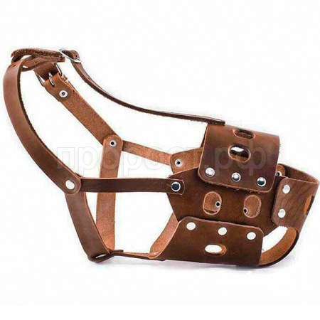 Намордник кожа №5 вырубной с застёжкой "ошейником" овчарка коричневый 050005кор/Дарэлл