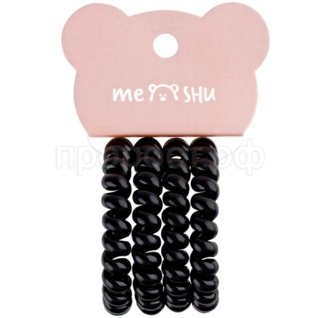 Резинки д/волос 4 шт пружинки черные/MESHU/Рельеф