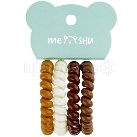 Резинки д/волос 4 шт пружинки коричневые/MESHU/Рельеф