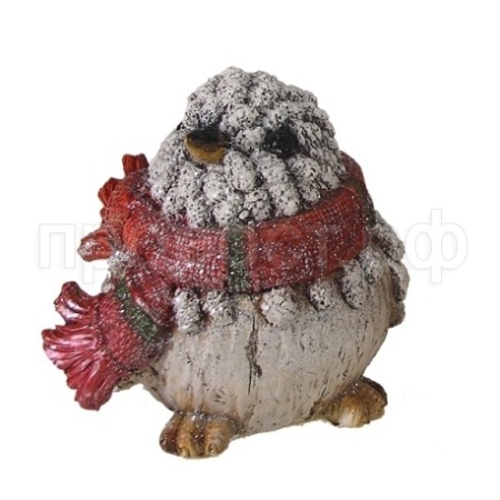 Воробей в шарфике (белый) L12W9H9см 626774/W066