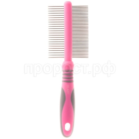 Расчёска DeLIGHT ROSE с кольцами двухсторонняя 24/37 зубьев 25мм 348DR/12/Пет Лайн