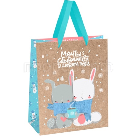 Пакет подарочный 18*23*10см "Cute bunny" крафт MESHU/MS_61632/Рельеф