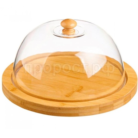 Блюдо круглое бамбук 20*17см с крышкой КТ-БК-03 /8шт/Катунь