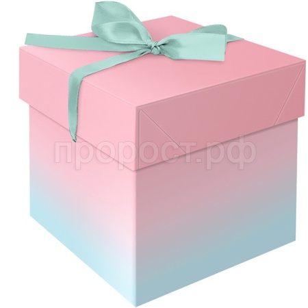 Коробка складная подарочная "Duotone. Mint-Pink gradient" (15*15*15см) с лентой MESHU /Рельеф